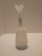 Antique Bristol Hand-Blown Frosted Glass Decanter w/Stopper Perfume Liquor Vase