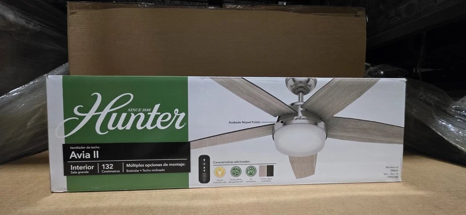 Hunter 59601 Avia II 52 inch LED Ceiling Fan with Light Remote Control - Image 4 of 4