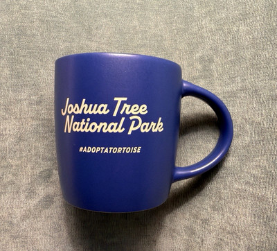 Joshua Tree National Park Blue Coffee Mug  Respect The Locals Adopt a tortoise
