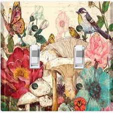 Metal Light Switch Outlet Cover Wall Plate Whimsical Floral Garden AML234