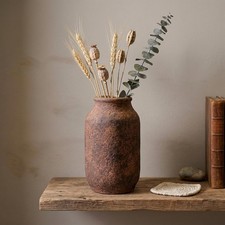Terracotta Farmhouse Vase, 9 Inch Rustic Ceramic Flower Vases for Home Decor,...