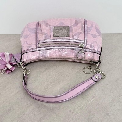 COACH POPPY Sequin Pink Shoulder Bag 2WAY Y2K Rare Half Moon