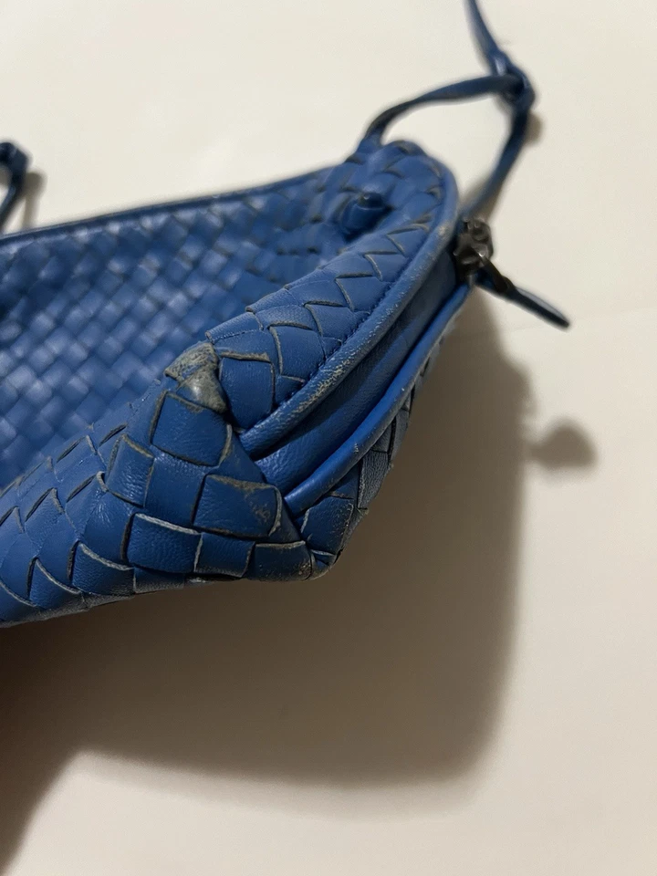Womens Bottega Veneta Blue Intrecciato Crossbody Leather Shoulder Bag Check Pics - Image 3 of 4