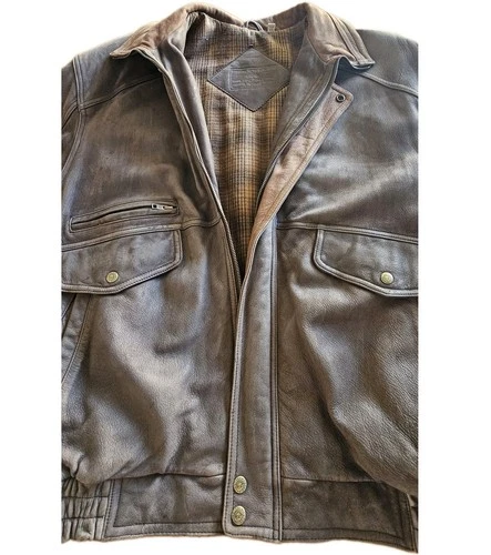 Vintage Roundtree & Yorke Mens XXL Brown Heavyweight Leather Zip-Up Coat!  image 2