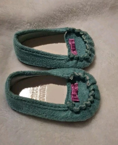 18" American Girl Puppe ▪︎ türkisgrün Mokassins Schuhe mit rosa Schleife ▪︎ GUC - Bild 4 von 7