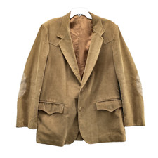 VTG Pioneer Wear Blazer 46 Men's Corduroy Leather Trim Elbow Patch Western Rodeo