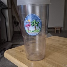 Tervis Clear Plastic Tumbler with Lid Flamingo Palm Tree Patch Beach Tropical
