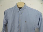 Vtg Polo Ralph Lauren Shirt Mens 16.5 32/33 Blue Striped Yarmouth Button Down