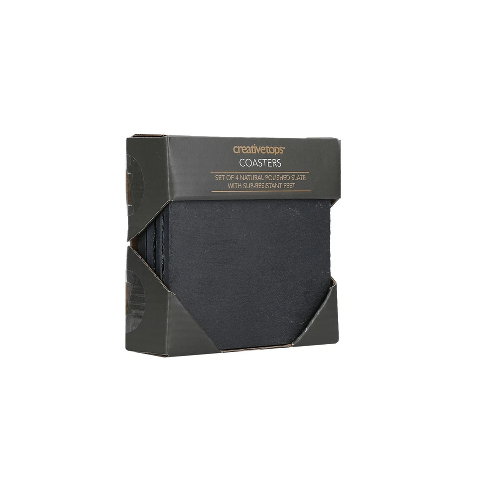 Creative Tops Naturals Pack Of 4 Slate Coasters with Heat-resistant 10 x cm - Image 4 of 4