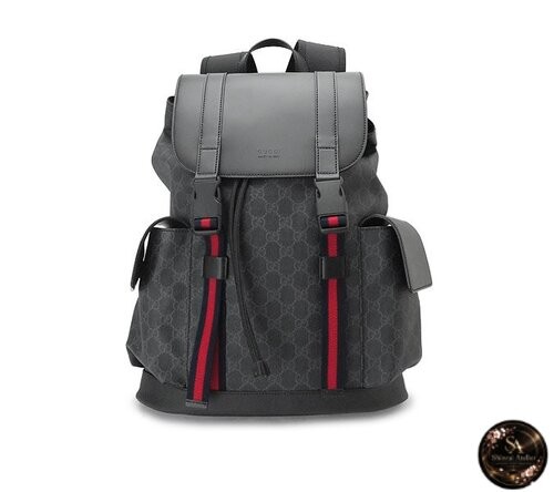 Gucci Soft GG Supreme Canvas Backpack - Black & Gray Luxury Bag image 2