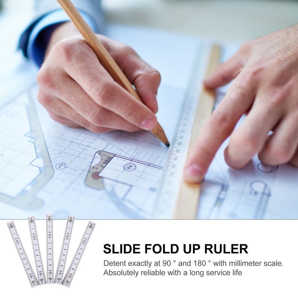 5 Pcs Folding Rulers Slide Fold Up Lightweight Carpenter Measuring Tool ...