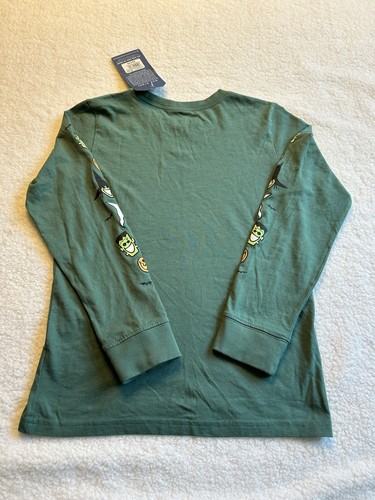 Halloween Long Sleeve T-Shirt Kids Sz L By Life Is Good Spruce Green w Graphic - Picture 10 of 10