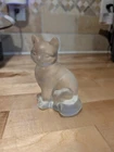 ADORABLE VTG FENTON Clear Frosted Art Glass Sitting Cat/Kitty Figurine 3.75"H