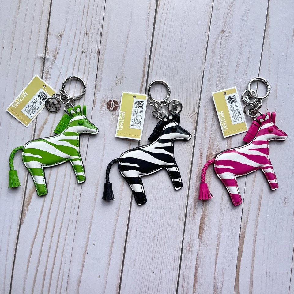 MICHAEL KORS Mujer Cebra Llavero Llavero Bolso Dije Foto 3 de 4