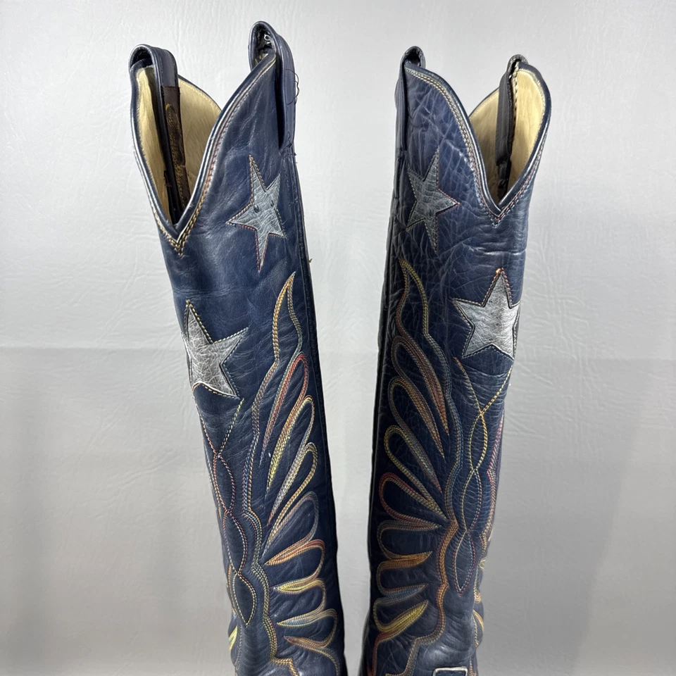 De Colección Botas Vaqueras Occidentales Mariposa Punto Arco Iris Cuero Estrellas Cortador Bill 8 Foto 4 de 4