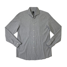 Hugo Boss Shirt Mens 17 Grey Tailored Slim Fit Long Sleeve Button Up Cotton