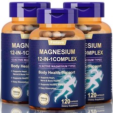3 Pack 12 in 1 Magnesium Complex Supplement: 700mg of 12-element Magnesium 360ct
