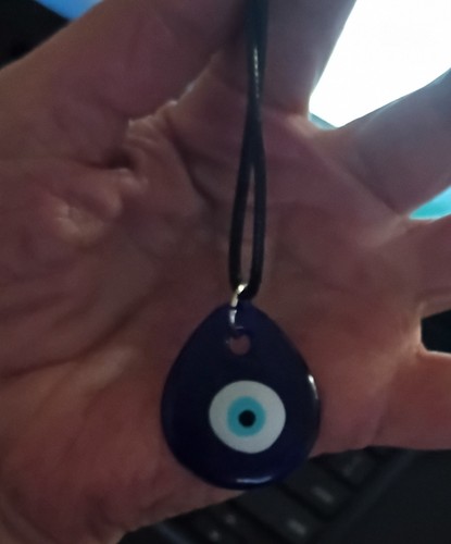 1" glass evil eye pendant