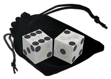 Genuine Harrah's Las Vegas Casino Craps Dice White Opaque Matching #s + Pouch