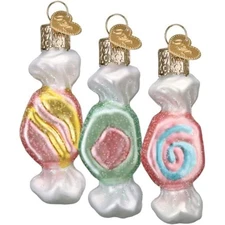 Old World Christmas Glass Blown Tree Ornament, Salt Water Taffy (3-piece set)