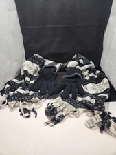 women BLACK WHITE OLD NAVY PRINT FLEECE Scarf and GLOVES one size