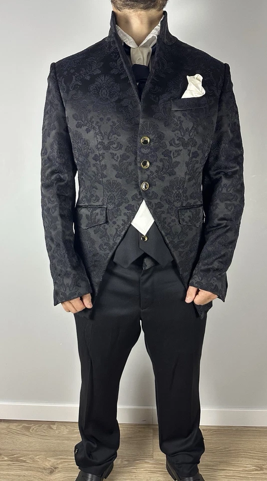 Cleofe Finati Suit Wool Silk Jacket Pants Blazer Haute Couture Italy 56 XL Kit - Image 2 of 4