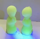Vintage Fenton Satin Glass Uranium Praying Boy and Girl Figurines 4”