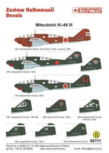 Techmod 48111 Mitsubishi Ki-46-III Dinah 1/48 scale decals
