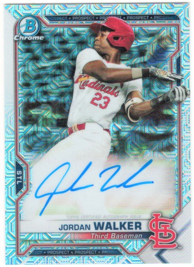 2021 BOWMAN CHROME MEGA BOX JORDAN WALKER AUTO MOJO REFRACTOR #BCMA-JW CARDINALS