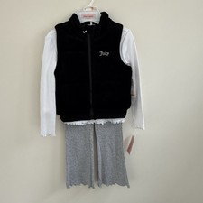 Juicy Couture 3 Piece Long Sleeve Shirt Vest Pants Set Bling Logo NWT Girls 6X