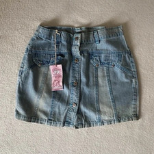Damen Denim Minirock blau Glitzer Strass Stei...