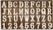 180 Pieces 1-3/4 Inch 1.75" Wooden Letters Wooden Numbers with Rustic Divid...