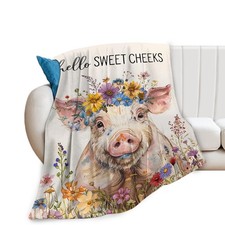 Funny Pig Farm Throw Blanket 50x40 Inch Soft Warm Fleece Animal Gift for Kids
