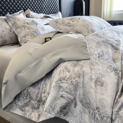 Bedding Set 4pcs Pure Cotton Duvet Cover With Zipper Flat Sheet Pillowcases New