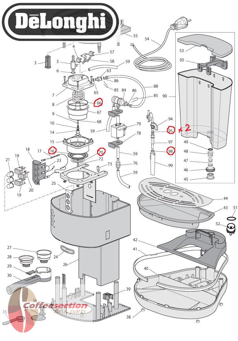 DeLonghi - ピロリ Delonghi parts set, Repair Kit for EC300M and many EC models