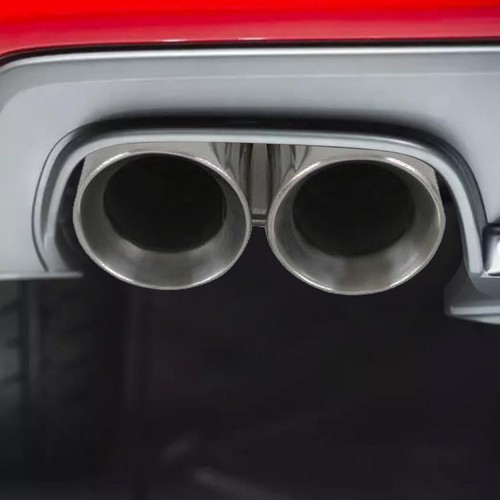 DUAL DOUBLE-WALL SLANT TIP MUFFLER OVAL SPUN-LOCK TANK FOR FORD HONDA POLISHED - Picture 3 of 7