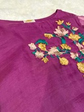 FPL Fuchsia Kameez with Green, Peach  Yellow Embroidery with Bronze Sequins