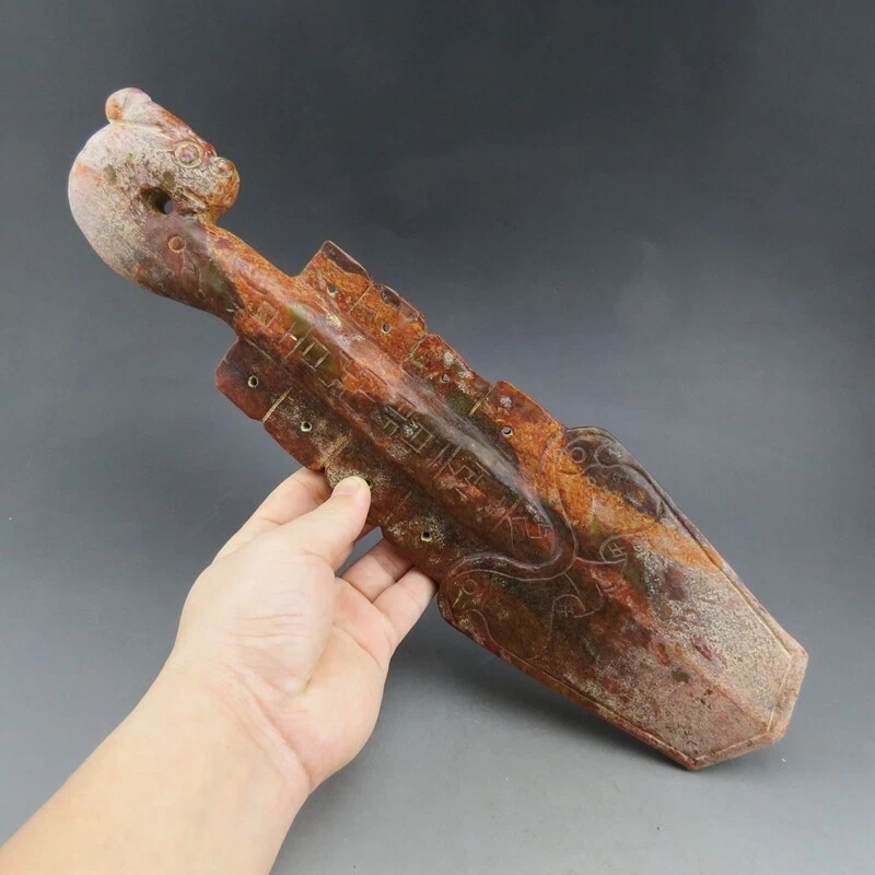 Jade antiguo chino, cultura Hongshan, coleccionables, rara cabeza de dragón, choi G329 Foto 3 de 4