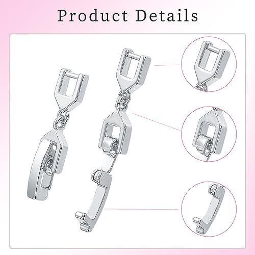 3pcs Necklace Bracelet Extender Foldover Extension Jewelry Clasps White Gold - Bild 3 von 6