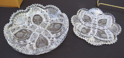 PAIR OF AMERICAN BRILLIANT CUT GLASS DISH FROM AMERICAN ACTRESS E. DEVRY ESTATE