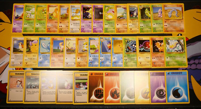 LP/MP (Unlimited) COMPLETE Pokemon BASE Set 38-Card COMMON Non-Holo WOTC 102