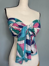 Vintage Scarf Made In Italy HONEY Multi-Color Geometric Retro Rectangle 62"x14"