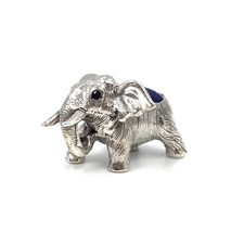 3.6cm Elefant 925 Sterling Silber Figur blauer Topas massive Miniaturfigur 23 Gr