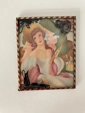 Vintage Silhouette Bubble Glass Picture 4" W x 5" L