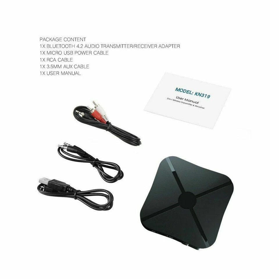 2in1 Bluetooth Transmitter Receiver Wireless Adapter TV Home Stereo A2DP Audio - Image 2 of 4