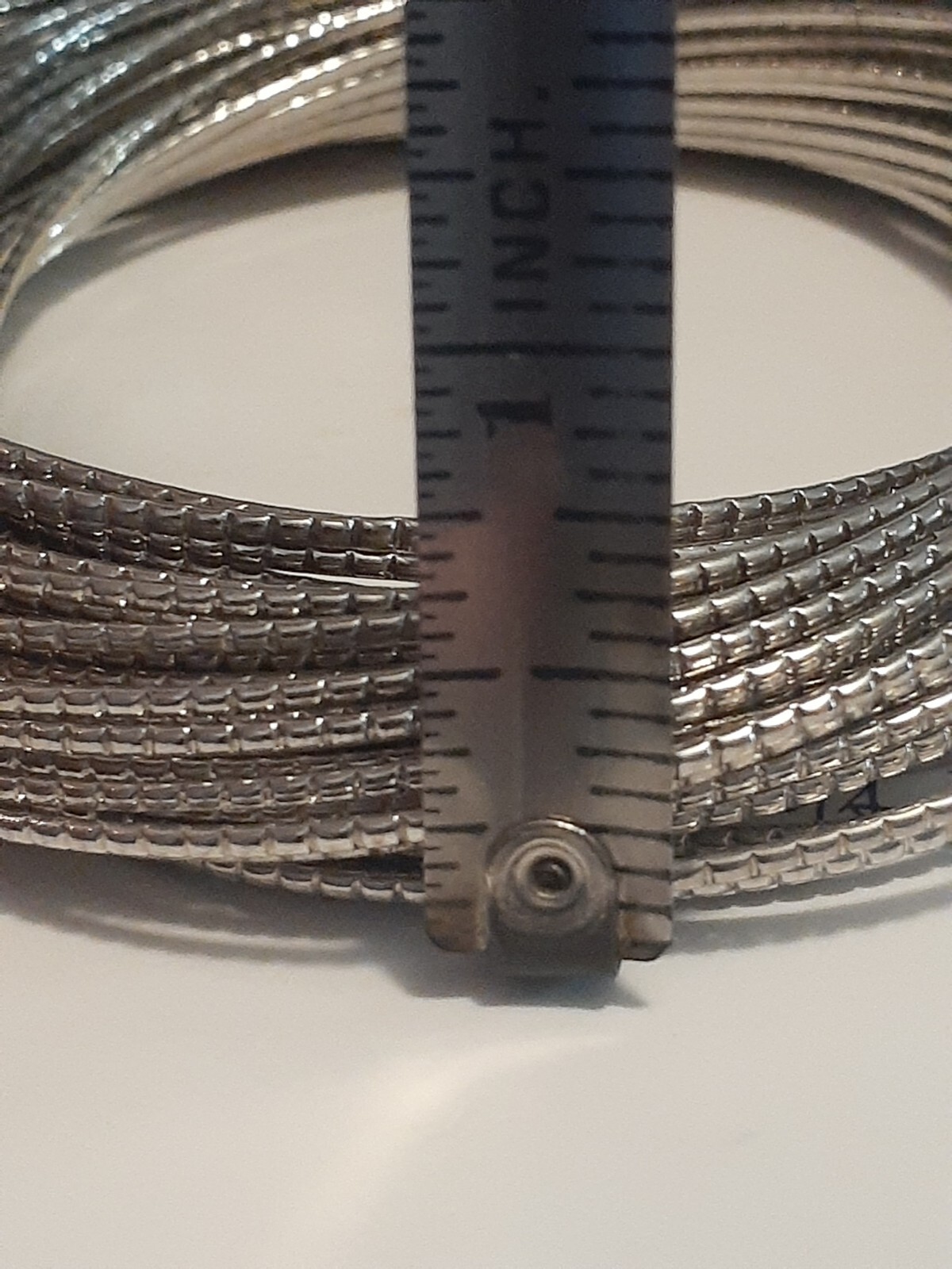 interlocking Silvertone metal bangle bracelets - image 8