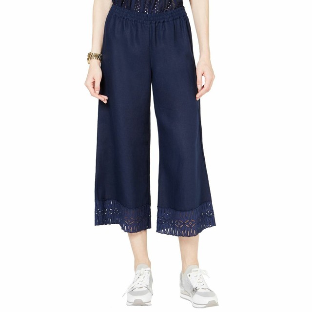 Michael Kors Womens Navy Lace Wide Leg 