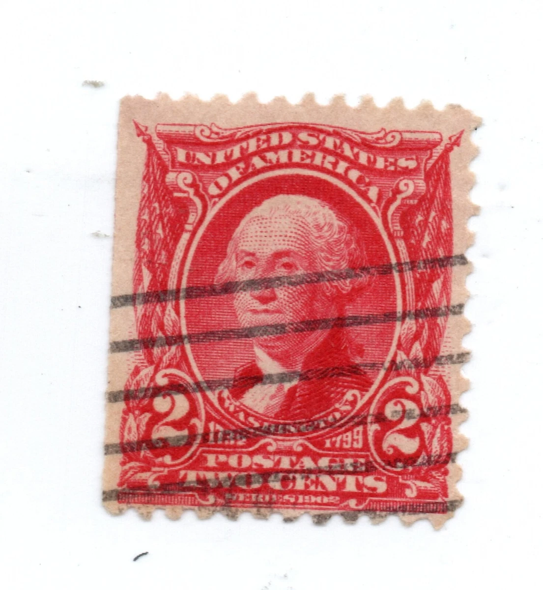 USジョージワシントン2セントレッド使用済切手 アメリカ ジョージ・ワシントン2セント使用済切手 レッドリネン