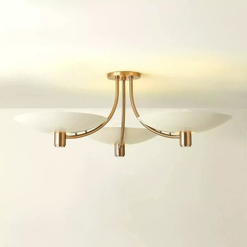 Vintage Sputnik 3 Light Ceiling Flush Mount Pendant Mid Century Modern Raw Brass - Picture 6 of 7