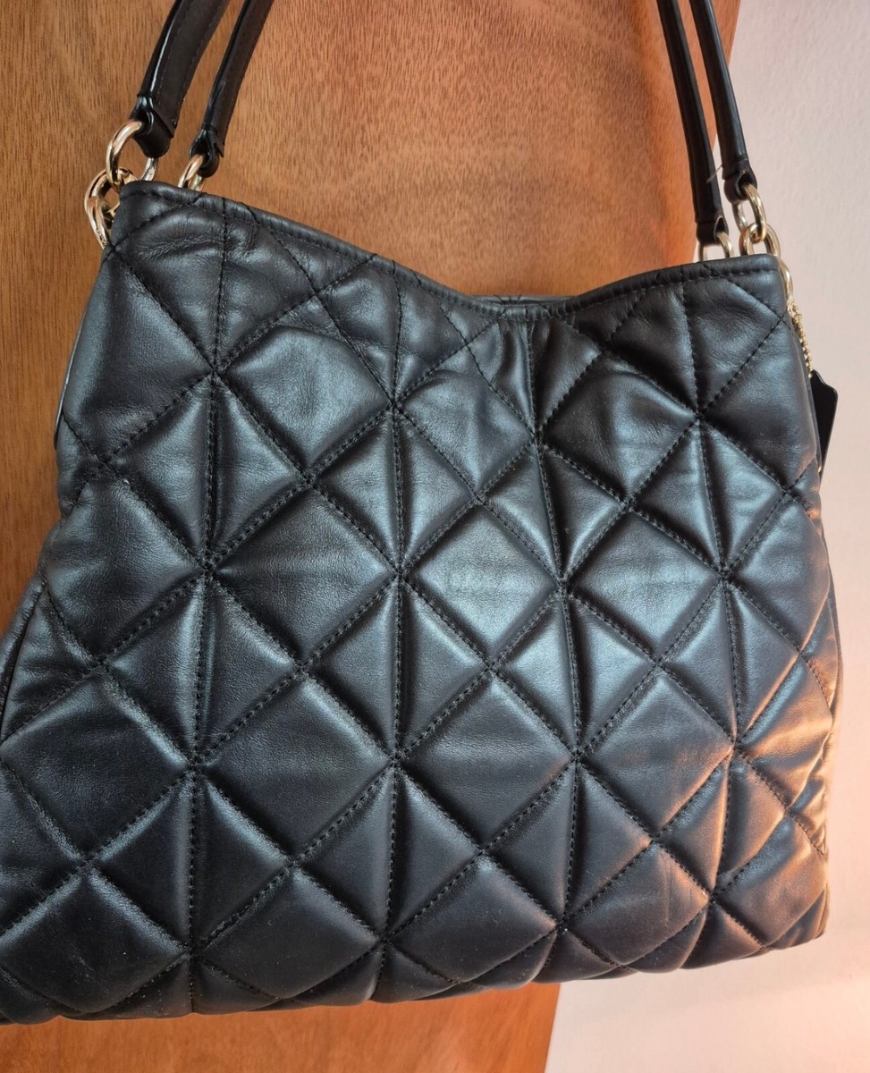 COACH Purse #F36696 Phoebe Shoulder Bag Black Quilted Leather COA